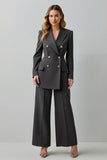 Gris foncé Peak Lapel 2 pièces Costumes d’affaires à double boutonnage