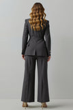 Gris foncé Peak Lapel 2 pièces Costumes d’affaires à double boutonnage