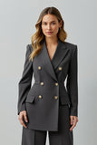 Gris foncé Peak Lapel 2 pièces Costumes d’affaires à double boutonnage