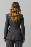 Gris foncé Peak Lapel 2 pièces Costumes d’affaires à double boutonnage