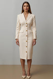 Robe blazer midi à revers crantés champagne