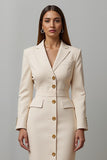 Robe blazer midi à revers crantés champagne