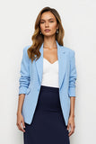 Crayon bleu marine 2 pièces revers crantés longs costumes d’affaires avec fente