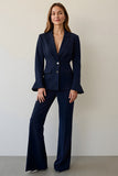 Costume de travail 2 pièces bleu marine à simple boutonnage et revers crantés