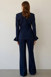 Costume de travail 2 pièces bleu marine à simple boutonnage et revers crantés