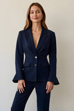 Costume de travail 2 pièces bleu marine à simple boutonnage et revers crantés