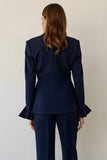 Costume de travail 2 pièces bleu marine à simple boutonnage et revers crantés
