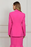 Sirène 2 pièces à revers en pointe Robe décontractée d’affaires fuchsia