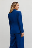 Bleu foncé slim fit un bouton 2 pièces costumes d’affaires