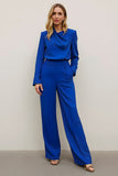 Costumes de travail 2 pièces en satin bleu royal avec poches