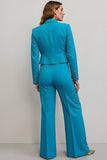 Bleu 2 Pièce Pointe Revers Satin Femmes Costumes de Bal