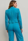 Bleu 2 Pièce Pointe Revers Satin Femmes Costumes de Bal