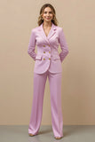 2 pièces en satin rose cranté revers double boutonnage femmes costumes d’affaires