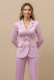 2 pièces en satin rose cranté revers double boutonnage femmes costumes d’affaires