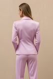 2 pièces en satin rose cranté revers double boutonnage femmes costumes d’affaires