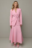 Rose 2 Pièces Une Ligne Satin Peak Revers Un Bouton Costumes d’affaires