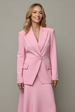 Rose 2 Pièces Une Ligne Satin Peak Revers Un Bouton Costumes d’affaires