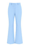 Costume d'affaires 2 pièces bleu en satin à revers en pointe avec ceinture