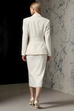 Ivoire 2 pièces Ivory Peak Crayon à revers Midi Costumes d’affaires