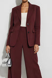 Bourgogne 2 pièces à revers en pointe Costumes d’affaires à simple boutonnage