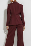 Bourgogne 2 pièces à revers en pointe Costumes d’affaires à simple boutonnage