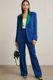 Bleu royal 2 pièces à revers en pointe un bouton costumes d’affaires