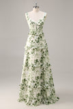 Corset de fleurs vertes Une robe de demoiselle d’honneur en ligne avec volants