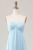 Robe longue d’invitée de mariée dos nu bleu ciel