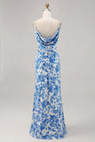 Fleur bleue col bénitier sirène longue robe d’invitée de mariage