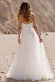 A Line Robe de mariée longue bustier corset ivoire en tulle