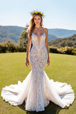 Corset sirène Ivoire col V dentelle robe de mariée