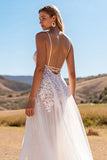 Ivoire appliqué une robe de mariée en ligne avec fente