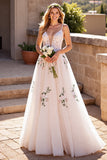 Floral Ivoire Appliqué Une Robe De Mariée Trapèze