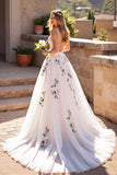 Floral Ivoire Appliqué Une Robe De Mariée Trapèze