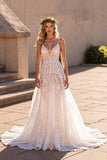 Une ligne corset spaghetti bretelles robe de mariée ivoire