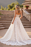 Une ligne corset spaghetti bretelles robe de mariée ivoire