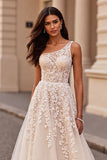 Applique une épaule ivoire une robe de mariée ligne