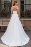 Robe de mariée à col rond en perles ivoire