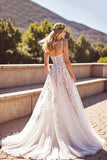 Une ligne V col ivoire corset robe de mariée longue