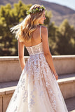 Une ligne V col ivoire corset robe de mariée longue