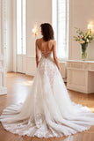 Une ligne V col ivoire corset dentelle robe de mariée