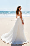 Robe de mariée plissée ivoire à col carré ligne