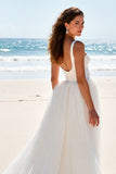 Robe de mariée plissée ivoire à col carré ligne