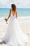 Robe de mariée longue ivoire plissée à col en V