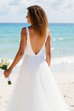 Robe de mariée longue ivoire plissée à col en V