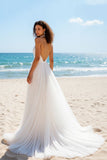 Dos nu plissé une ligne ivoire robe de mariée longue