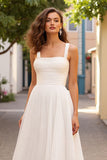 Robe de mariée longue plissée en tulle ivoire