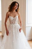Ivoire A Ligne Spaghetti Bretelles Corset Robe de mariée