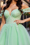Robe courte de balle en tulle corset blush avec appliques