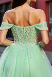 Robe courte de balle en tulle corset blush avec appliques